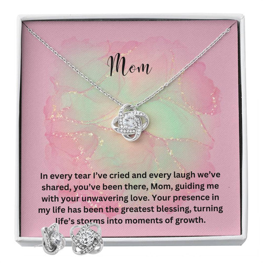 For Mom Love Knot Necklace & Earring Set