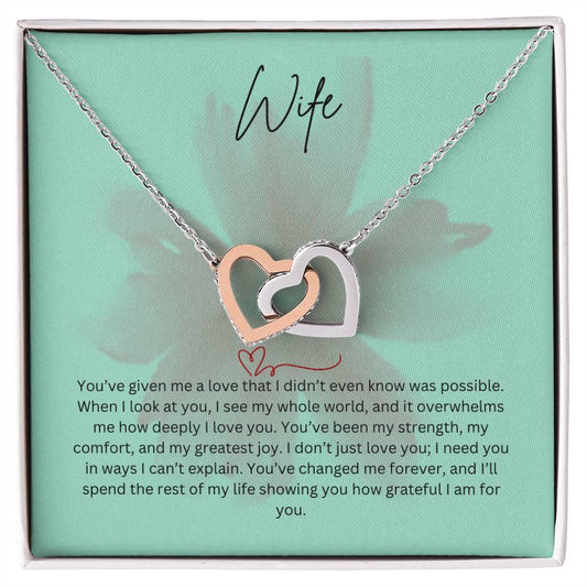 For My Wife Interlocking Hearts Necklace (Yellow & White Gold Variants)