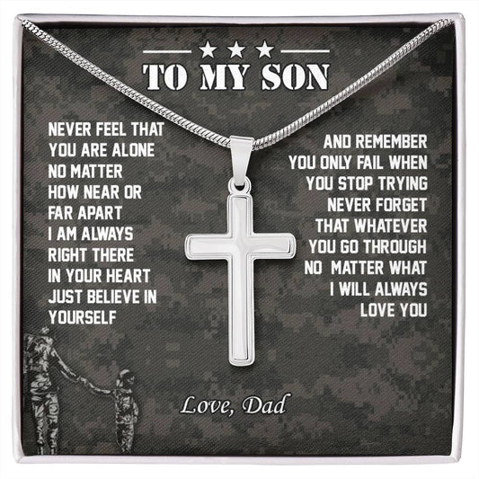 To My Son I Will Always Love You - Stainless Steel Cross Necklace