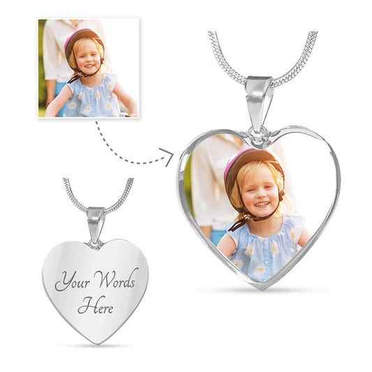 You Design - Upload Heart Necklace with Engraving